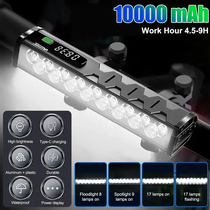 Lumière de vélo avant 8/17LED 25500 lumens