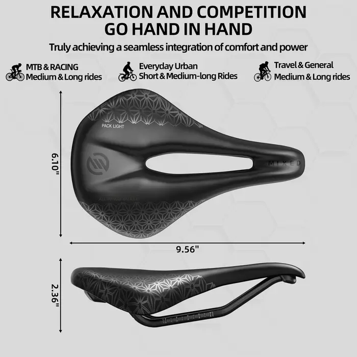 Selles de vélo en carbone 6D mixtes 155 mm pour route et VTT – Pack de sièges légers et confortables pour vélos de course