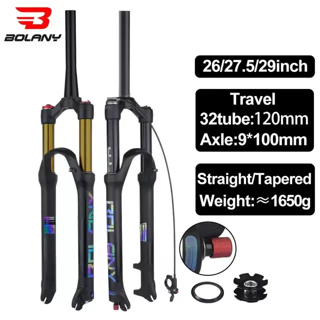Fourche à air pour vélo Bolany avec réglage du rebond