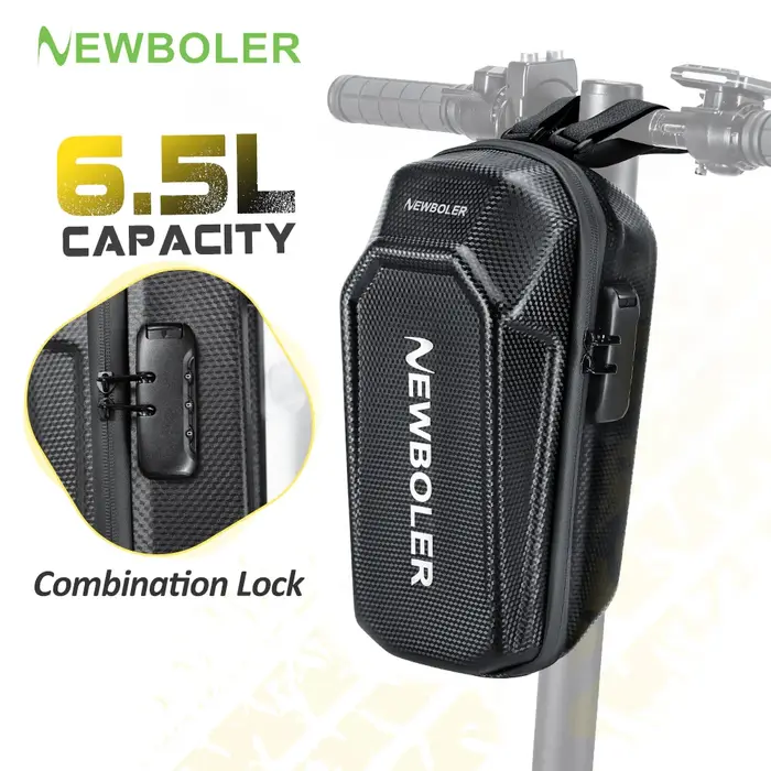 NEWBOLER, sac avant pour trottinette électrique de 6,5 litres, avec serrure à code, grande capacité, sac de rangement pour trottinette électrique, idéal pour une utilisation en extérieur, pour trottin