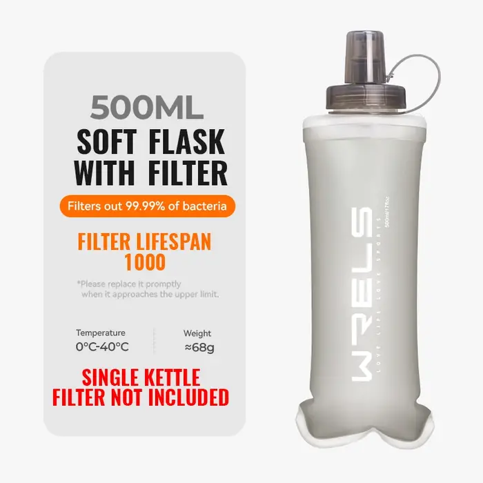 Bouteille d'eau filtrante pliable ultralégère WRELS