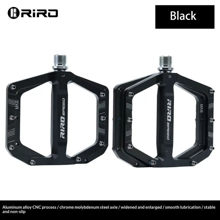 Pédales de VTT RIRO 3 Bearings, en alliage d'aluminium CNC, antidérapantes, plateforme large, axe en