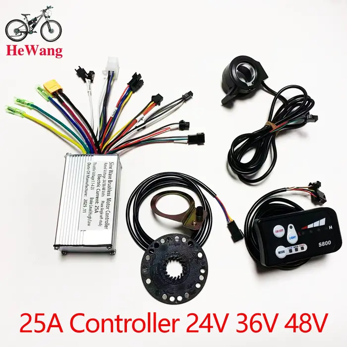 Kit de vélo électrique 24V/36V/48V: contrôleur d'onde sinusoïdale 25A avec instrument LED S800