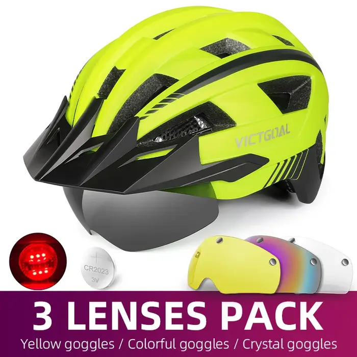Casque de vélo avec feu arrière LED et pare-soleil pour homme et femme