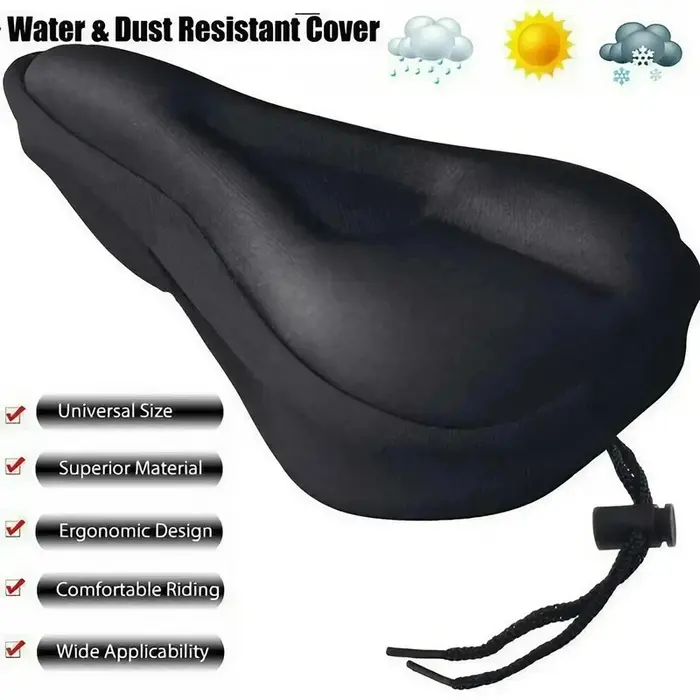 Housse de selle de vélo 3D rembourrée avec coussin en gel large et doux