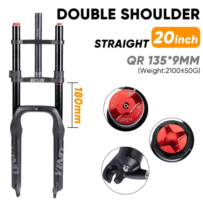 BUCKLOS fourche vtt 20 26 pouces fourche Fatbike Double épaule VTT Suspension gros pneu vélo fourche