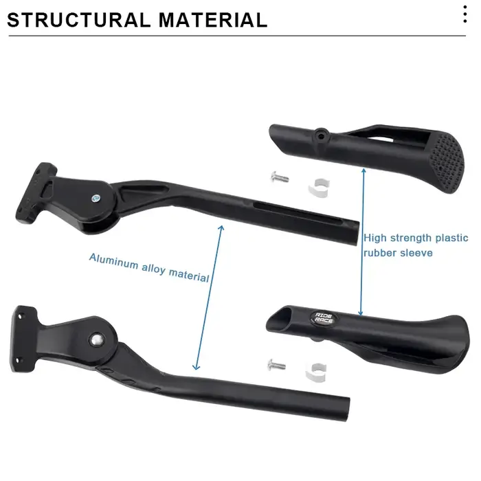 RIDERACE Béquille latérale réglable en aluminium pour VTT et vélo de route