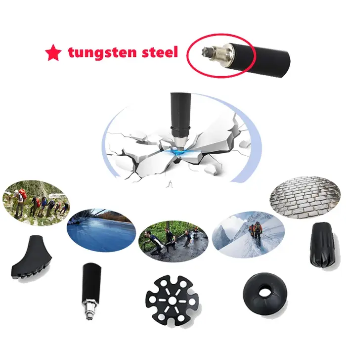 Bâtons de randonnée en fibre de carbone ou en alliage d'aluminium à verrouillage rapide