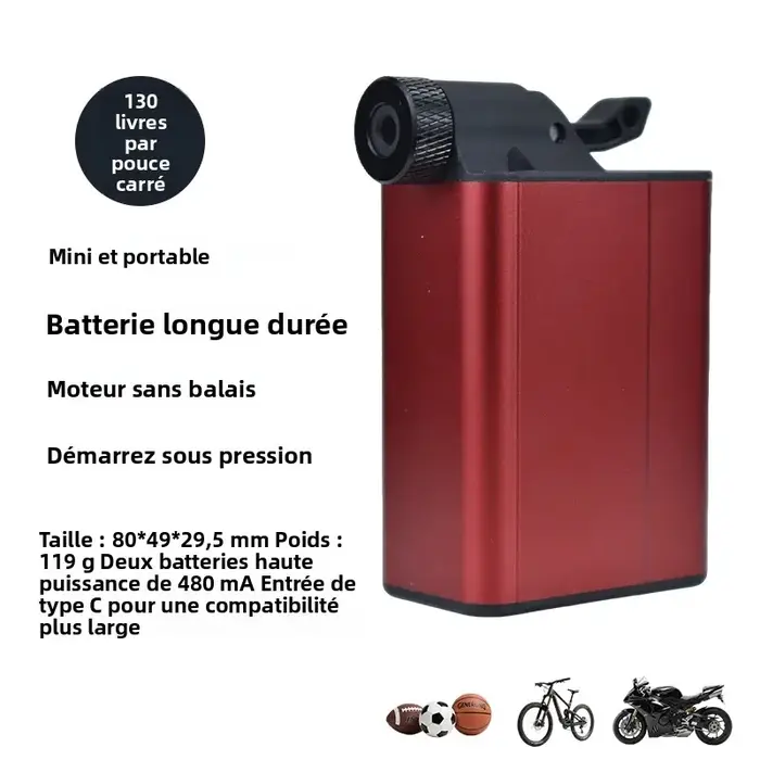 Pompe à vélo électrique 130PSI Mini gonfleur d'air pompe à bille de vélo Presta Schrader Dunlop & Clik boule de Valve vtt pompe de cyclisme sur route