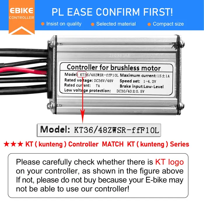 Contrôleur de vélo électrique KT 36V 48V 14A 26A 30A 35A étanche pour moteur brushless 250W-1500W 1T5 3 broches avec