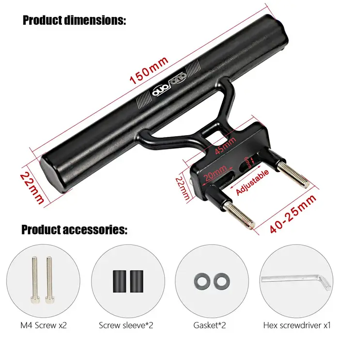 OUO support d'extension de guidon de vélo ultraléger en alliage d'aluminium, accessoire de cyclisme