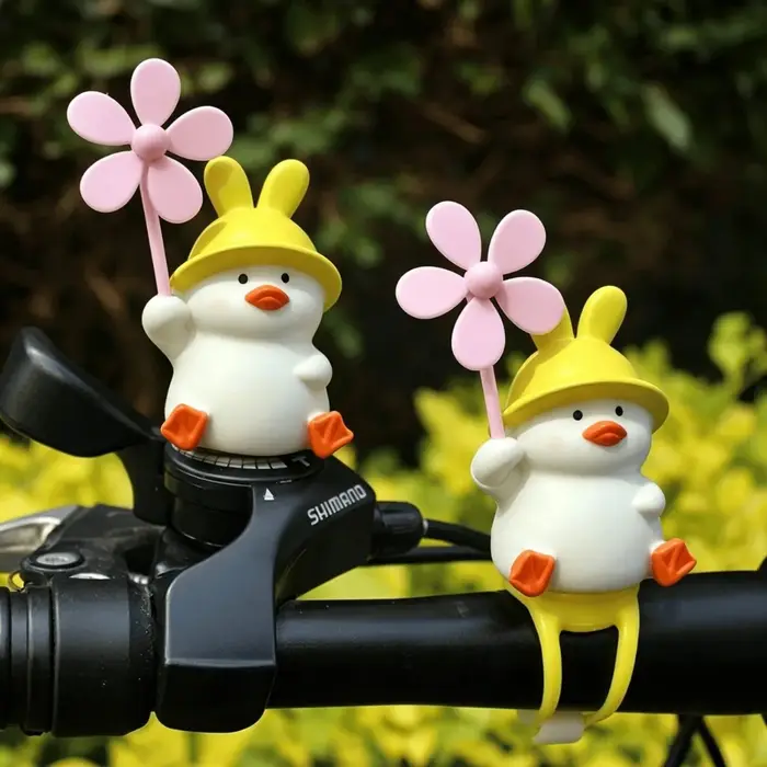 Adorable accessoire de vélo électrique en forme de canard jaune - Décoration