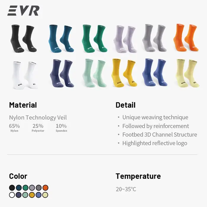 Chaussettes de cyclisme EVR professionnelles unisexes