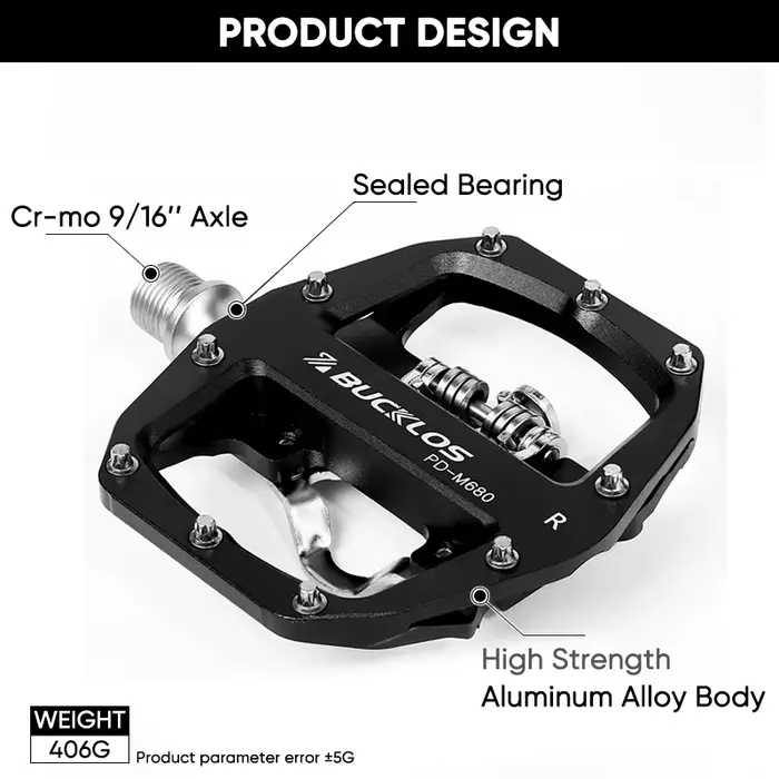 BUCKKubPedals-Pédale plate en alliage d'aluminium pour VTT, plate-forme de roulement, fonction de to