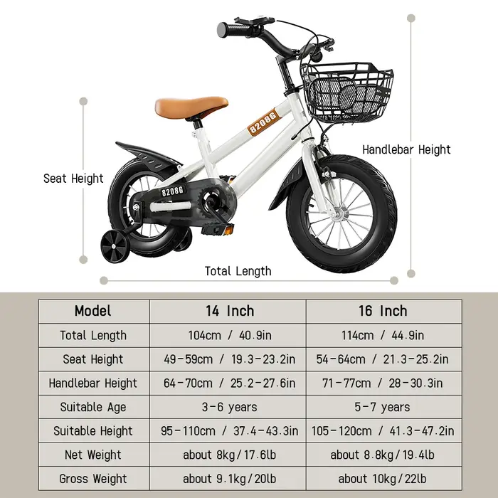 Vélo pour enfants, vélo pour filles de 3 à 7 ans avec roues d'apprentissage et panier, vélos pour en