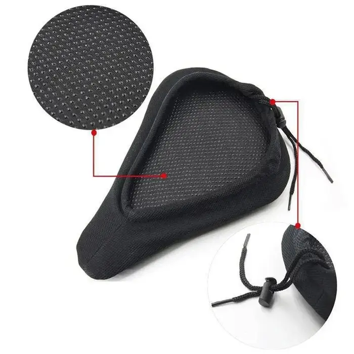 Housse de selle de vélo 3D rembourrée avec coussin en gel large et doux