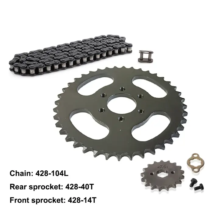 Kit de chaîne 428-104L 14T 15T 16T 17T pignon avant 40T pignon arrière pour ATV UTV Kart Buggy Quad 