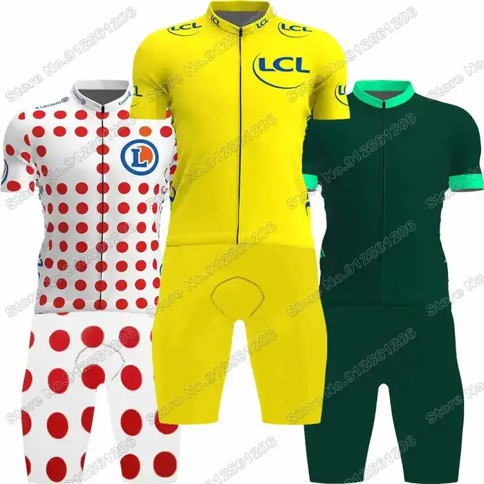 Ensemble maillot de cyclisme homme femme été polyester et Lycra avec coussinet gel respirant style Tour de France 2026