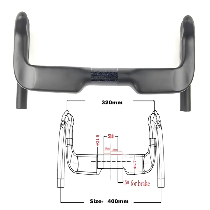 Guidon de vélo de piste en carbone BIKEDOC HB27 nouvelle version avec freins, guidon de cyclisme spr