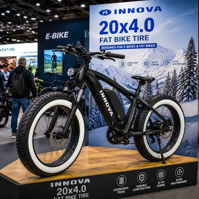 Pneu de vélo électrique Fat Bike INNOVA LV-1003 20x4.0 avec flanc blanc pour neige et plage usage VTT ou croiseur