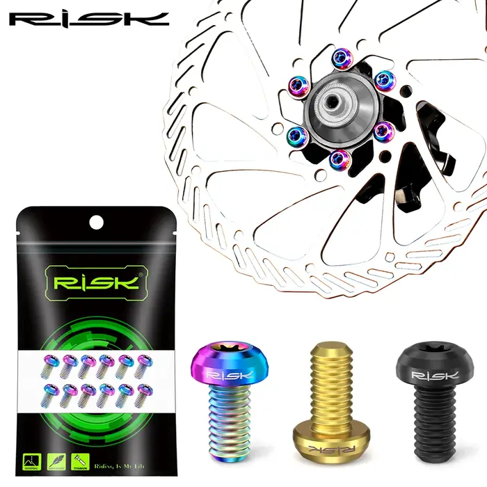 Risque 12 pièces M5 * 10MM vélo frein à disque Rotor boulons de fixation TC4 titane
