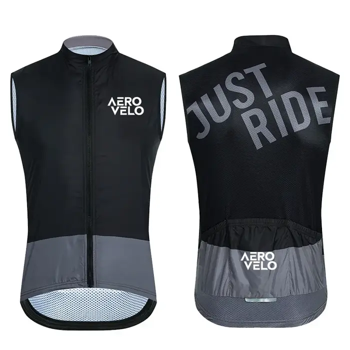 Gilet de vélo d'été AERO VELO sans manches coupe-vent en polyester et lycra respirant pour vélo de route et VTT