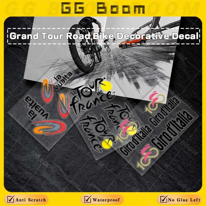 Autocollants UV pour vélo, autocollants de championnat de cyclisme, Giro & Tour de France, décor de cadre de carrosserie, bande de Tube supérieur, autocollant de voiture de vélo de route