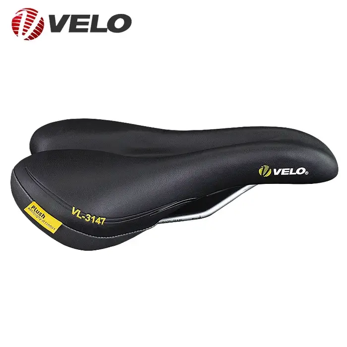Selle de vélo VELO Original VL-3147 en cuir PU confortable avec rail en acier, pour VTT et vélo de route, coussin de siège unisexe, pièces de cyclisme