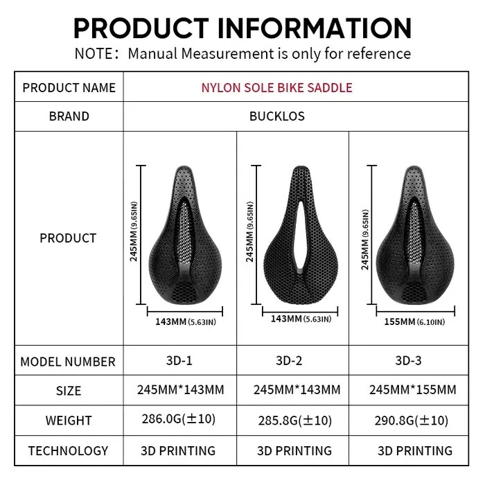 BUCKLOS selle de vélo imprimée en 3D coussin de siège