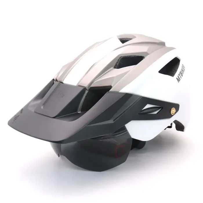 Casque de vélo avec lunettes de soleil visière hommes casque de vélo lunettes de soleil bouclier rou