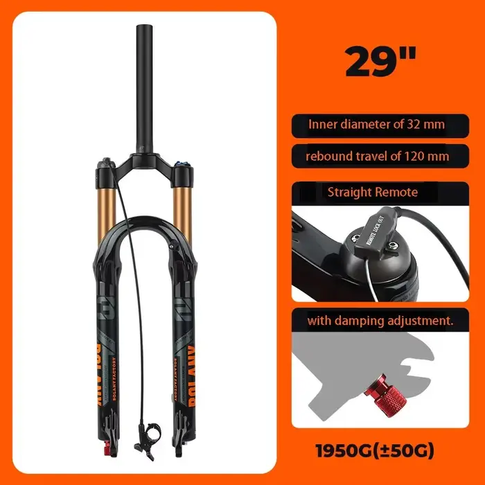 BOLANY Fourche VTT 32 mm 120 mm Air/Huile Double Verrouillage 26-29" Alliage de magnésium