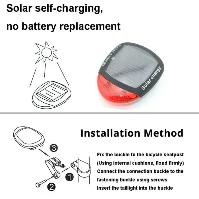 Feu arrière de vélo solaire