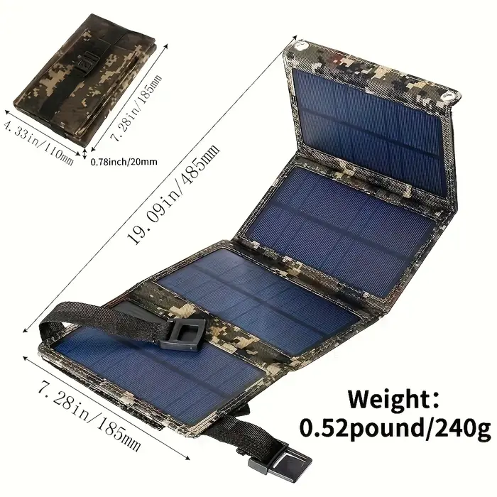 Panneau solaire pliable USB