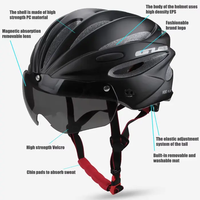 Casque de vélo GUB avec lunettes magnétiques coupe-vent