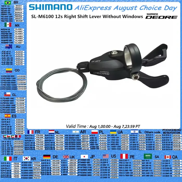SHIMANO SL M6100 M7100 M8100 M5100 DEORE SLX XT gauche 2s droite 12s levier de vitesse 1 pièces vtt vélo