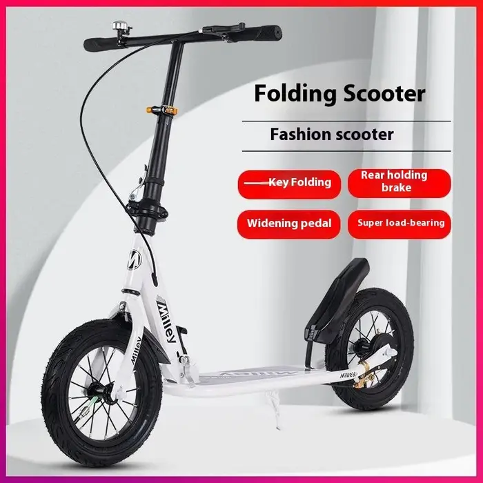 Scooter de frein à main adulte pour les adolescents pour travailler grande roue deux roues pliable Campus urbain