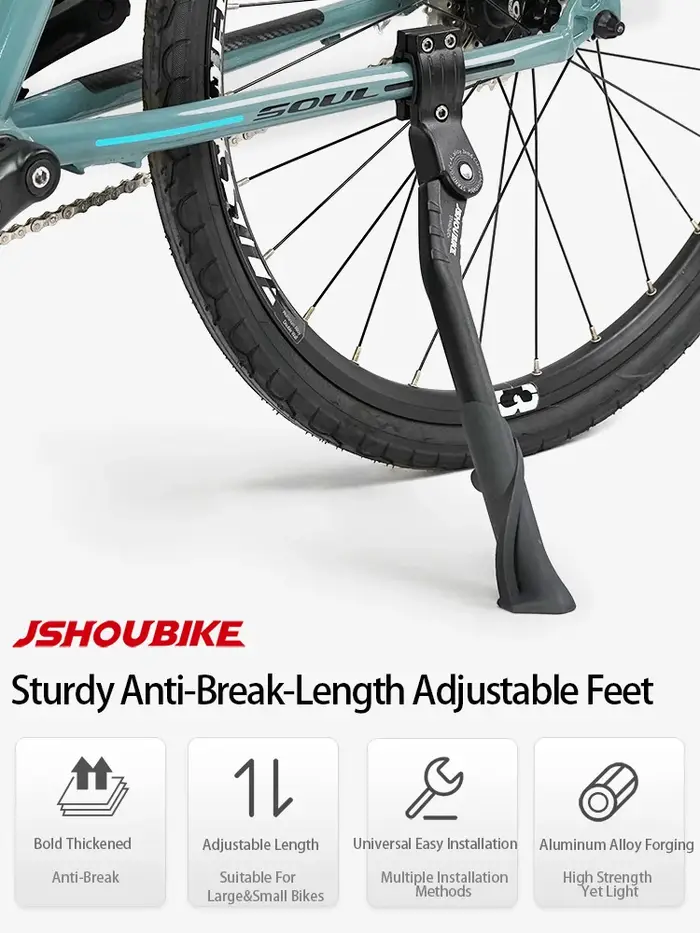 JSHOUBIKE béquille de vélo réglable en alliage d'aluminium vtt/neige/vélo pliant/vélo électrique repose-pieds latéral