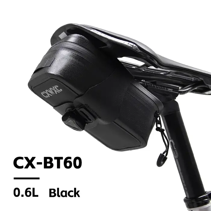 Sacoche de selle de vélo CXWXC en TPU 0,6 L avec bouton de verrouillage automatique, sacoche arrière
