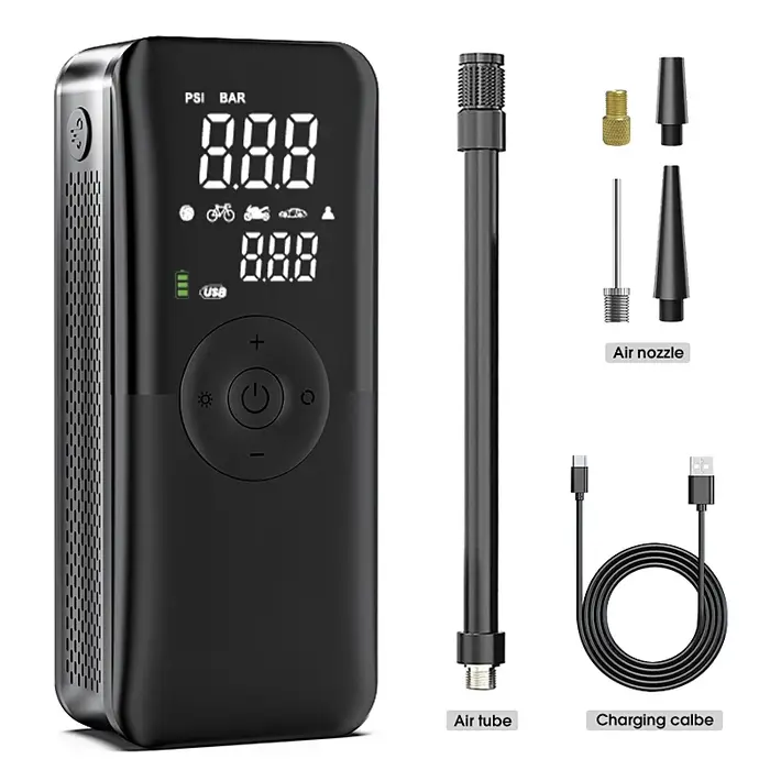 CARSUN-Pompe à Air Rechargeable, Compresseur Portable, Numérique, Sans Fil, pour Voiture, Vélo, Moto