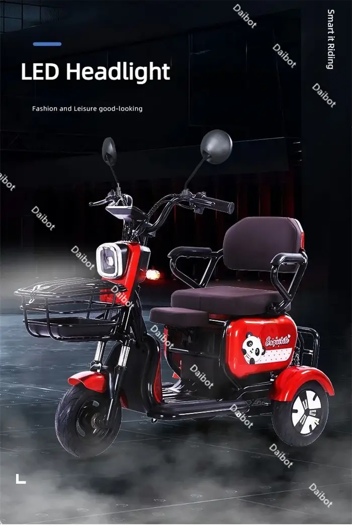 Mini tricycle électrique parent-enfant pour la famille avec siège enfant pliable 800W 48V 3 roues