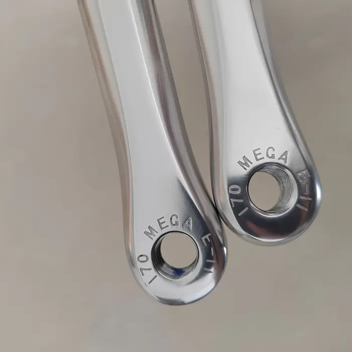 Pédalier de vélo de route et VTT en alliage d'aluminium argenté brillant 130BCD pour vélo pliant avec choix de longueurs 152mm 165mm 170mm