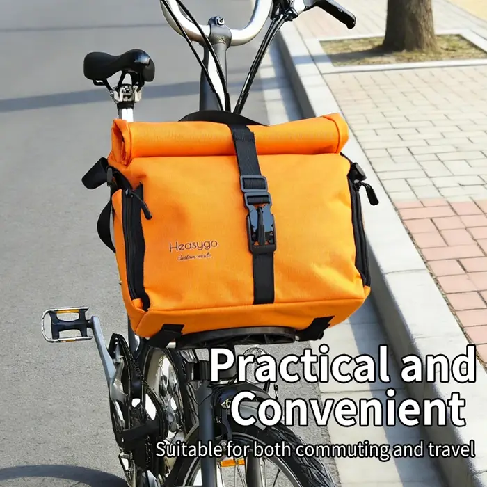 Heasygo 2517 sac de vélo adapté au vélo pliant Brompton Dahon avec nez de cochon, sac multifonctionnel étanche de grande capacité 7-10L