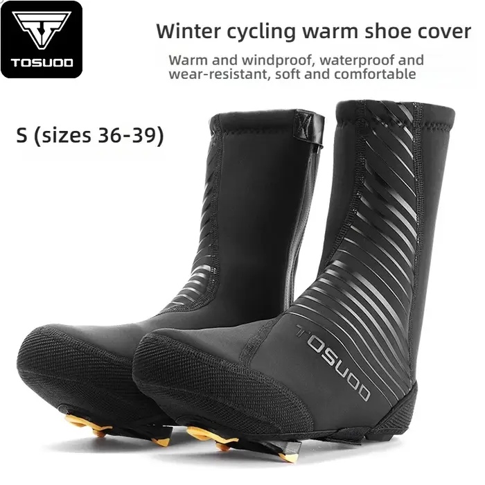 TOSUOD hiver imperméable à l'eau couvre-chaussures de cyclisme réfléchissant thermique élastique