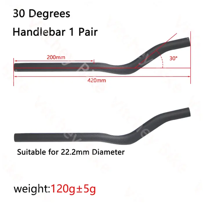 VITCHEY-Guidon de vélo de route en fibre de carbone, équipement fixe, sans logo