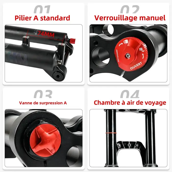 Nanveo-Fourche à suspension pneumatique double initiée
