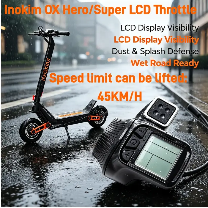 Accessoires de réparation pour trottinette électrique INOKIM OX OEM 60V avec écran LCD intégré et accélérateur à pouce pour contrôle de vitesse