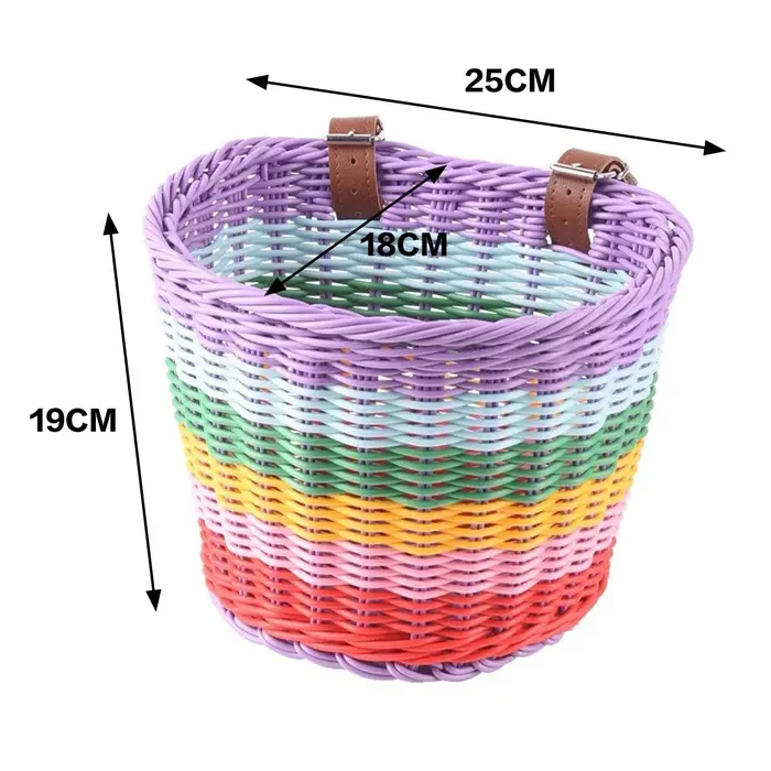 Panier de vélo de guidon avant pour enfant, panier de vélo avant de couleur arc-en-ciel Vintage adap