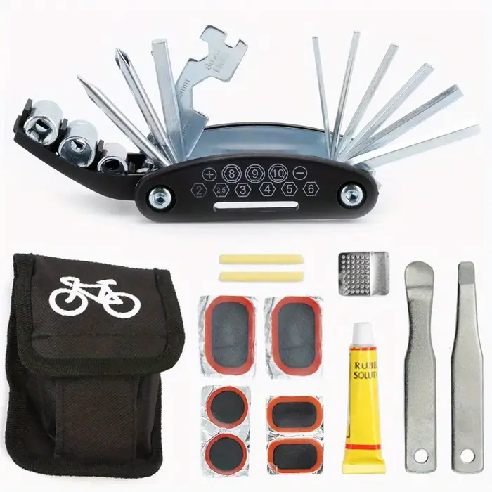 Kit de réparation de pneus de vélo, pratique à transporter avec boîte de rangement Portable, adapté 