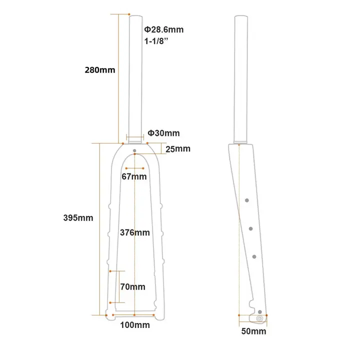 Fourche de vélo de route ultralégère entièrement en carbone