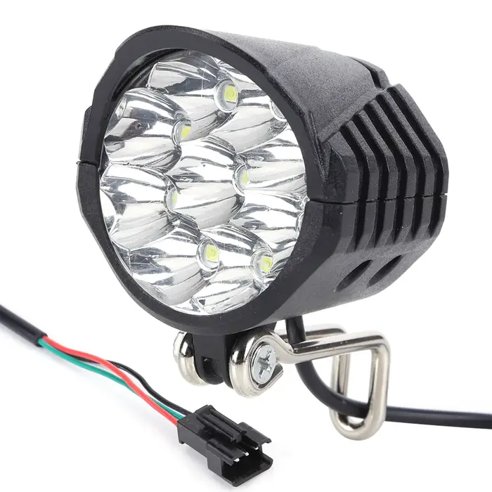 Avertisseur sonore et lumière pour vélo électrique 2 en 1, 9 LED, 18 W, phare avec klaxon et interru